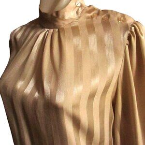 Vintage 1970s Womens Satin Top Blouse John Meyer Sz 8 Medium Polyester Satin